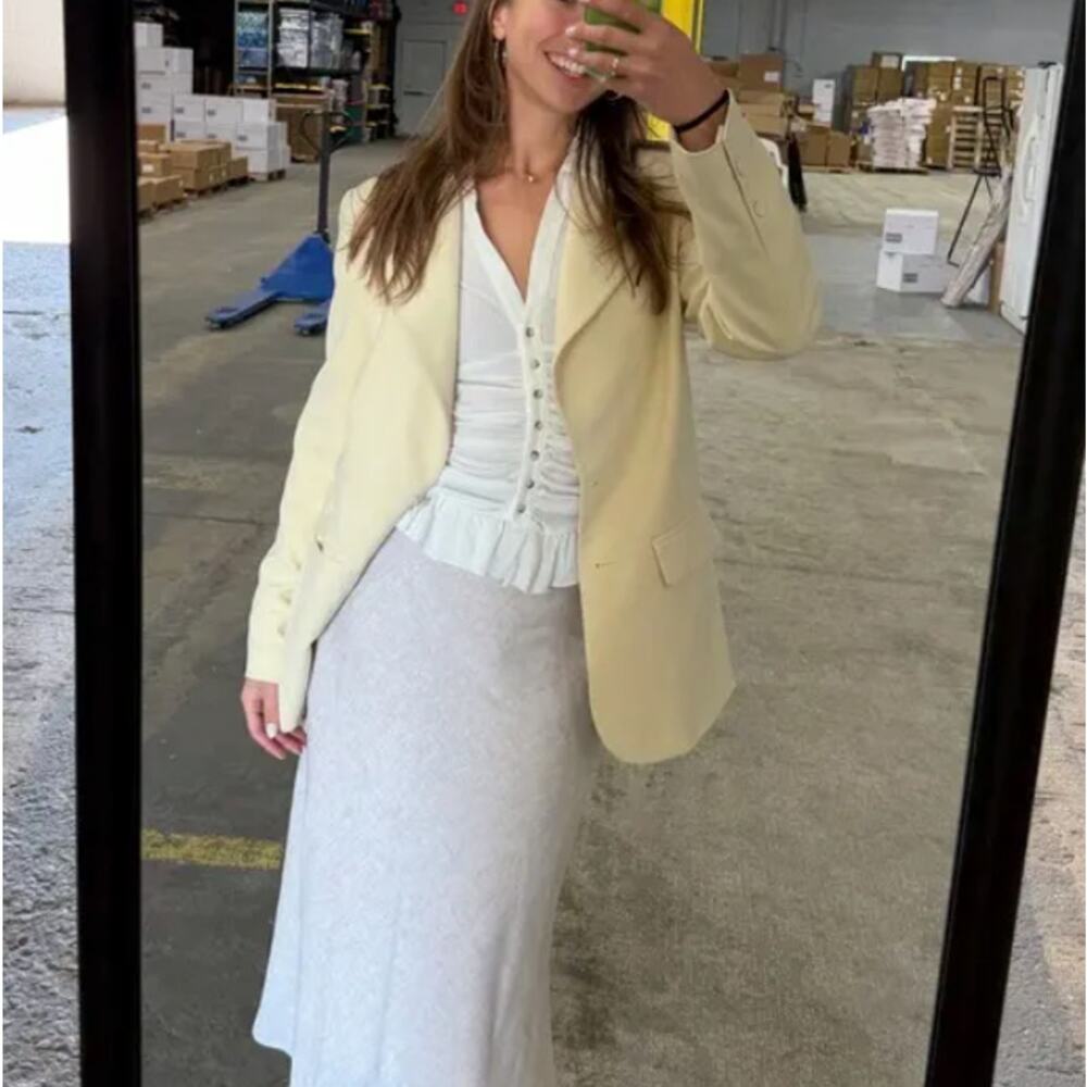 Favorite Daughter Butter Yellow Oversize Blazer SMALL Work Suiting Designer $400 - Picture 5 of 14